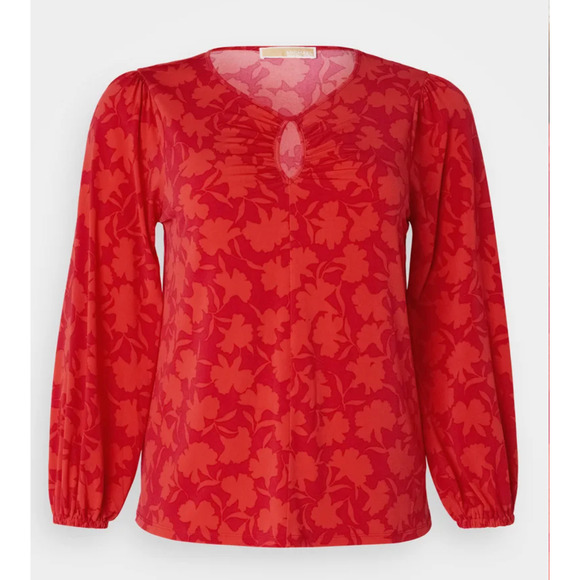 Michael Michael Kors Shadow Fleur Print Top Deep Pink Size 3X Tunic Blouse NEW - Picture 1 of 12
